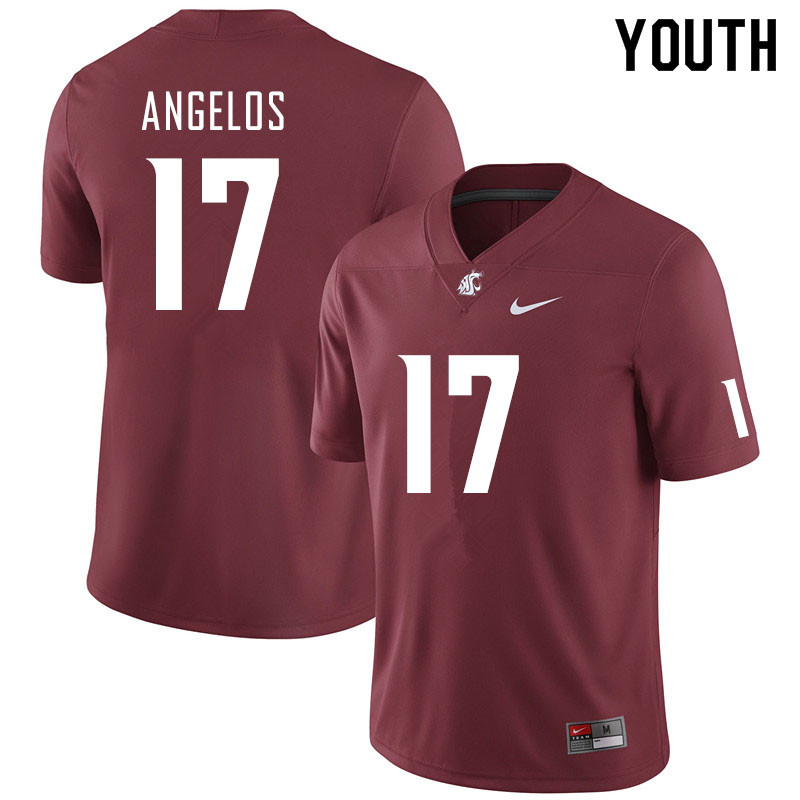 Youth #17 Aaron Angelos Washington State Cougars College Football Jerseys Sale-Crimson